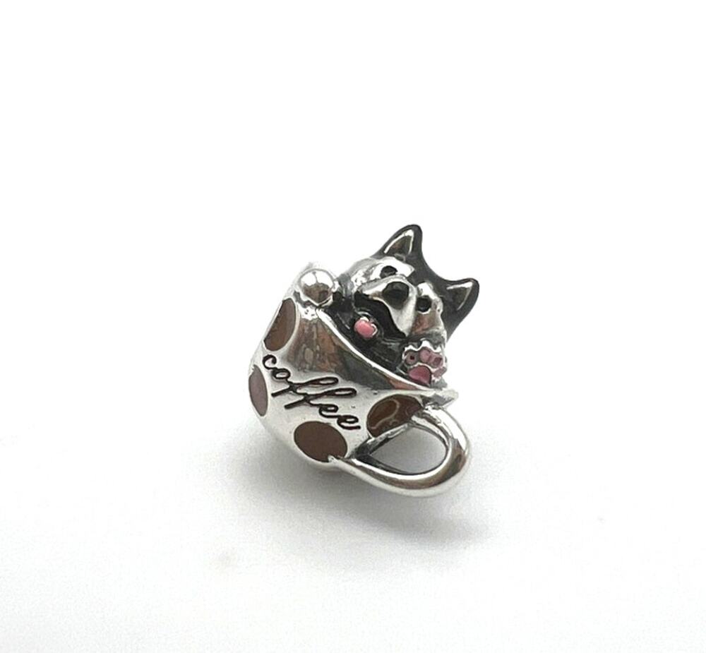 New Husky Puppy in Coffee Cup Charm for European Bracelet